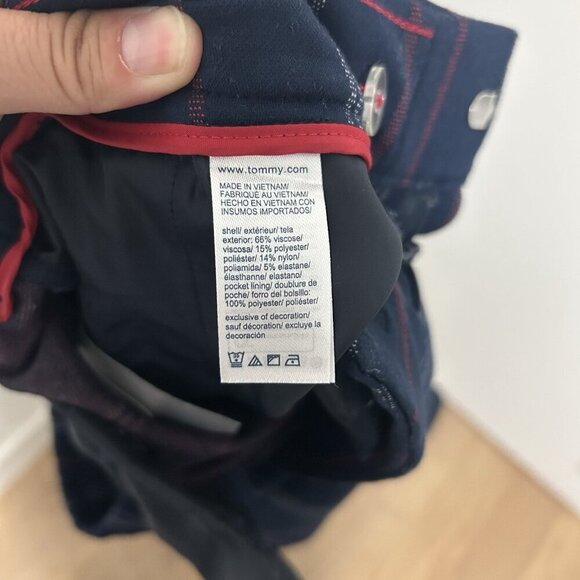 Tommy Hilfiger XS Navy Striped Pants Women’s Tapered Stretch Dress Trousers - Picture 9 of 9